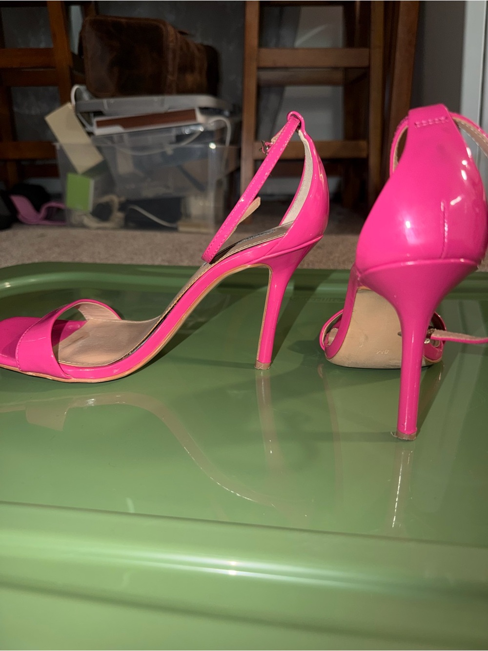 Steve Madden Neon Pink Patent Ankle-Strap Heels - Picture 3 of 3
